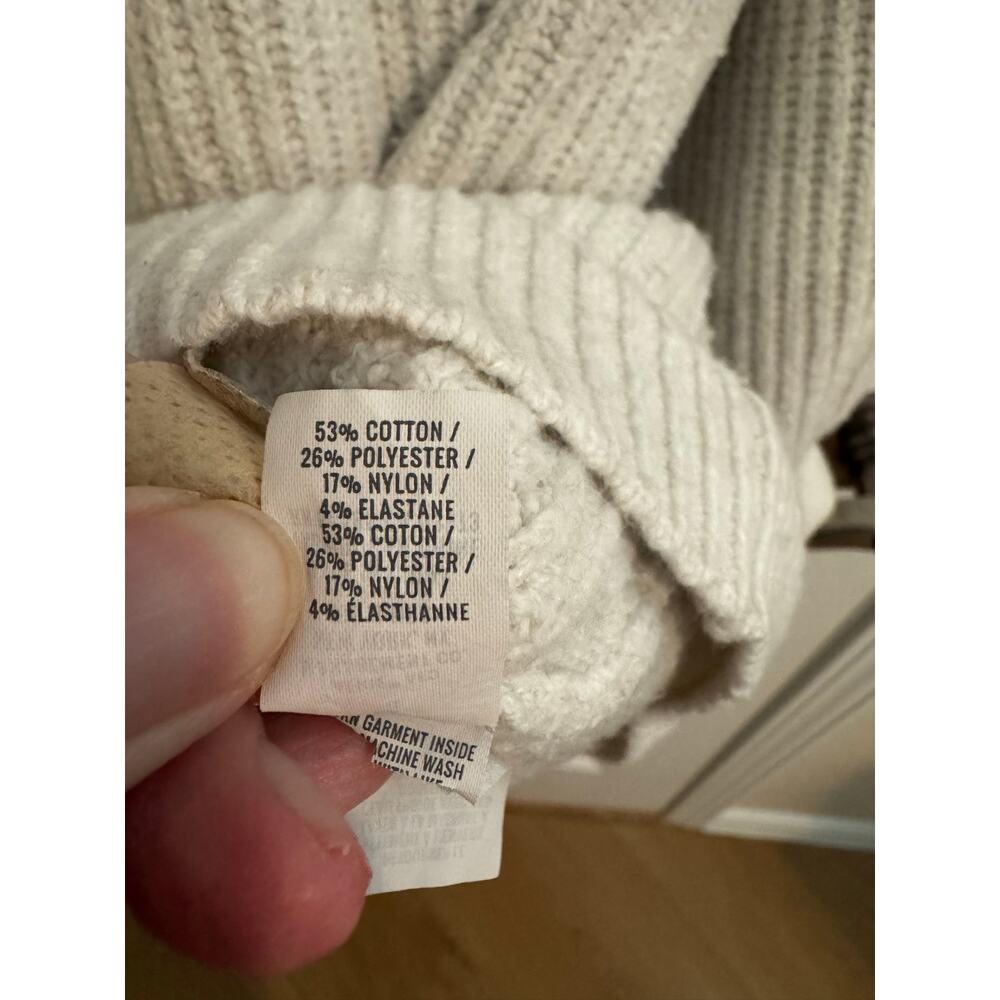Aerie Wide Rib Oversized Cardigan Grandpa Cream Oatmeal Cotton Blend L fits 2X - Picture 7 of 9